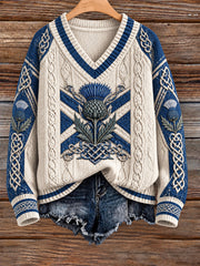 Women's St Andrew’s Day V-neck imitation sweater