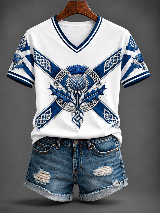 Women's St Andrew’s Day Printed V-neck T-shirt