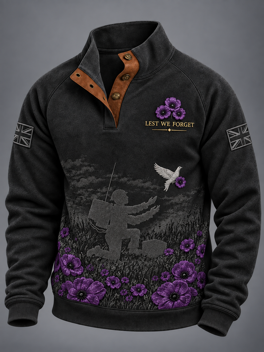 Men's Remembering The Animals Of War Four-button Hoodie