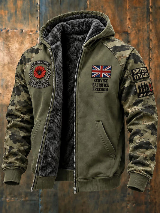 Men's Lest We Forget Print Composite Fleece Jacket