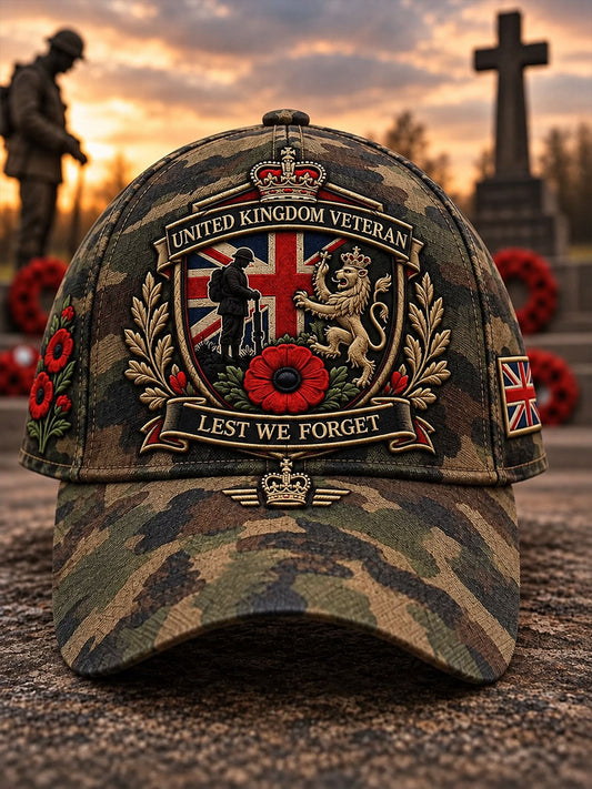 Unisex UNITED KINGDOM VETERA Lest We Forget Print Hat