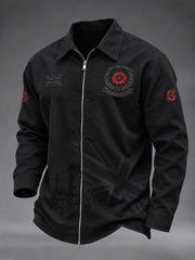 Men's Lest We Forget Print Zip-Up Jacket