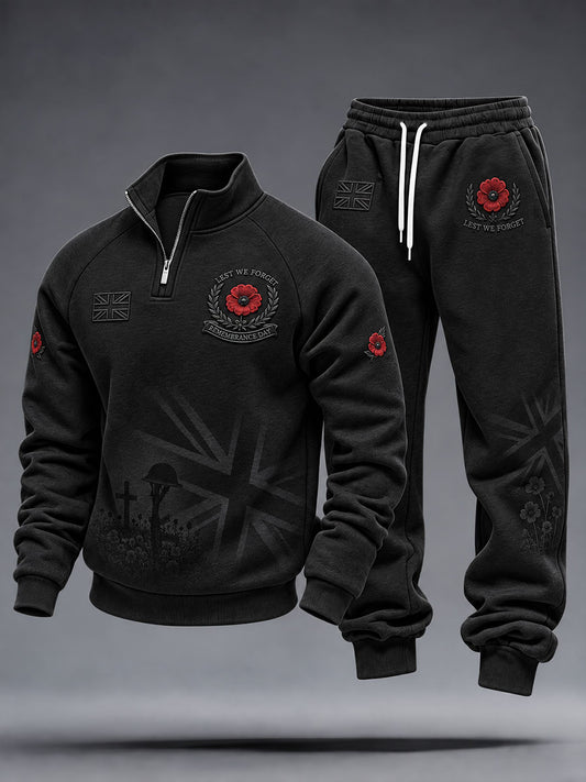 Men's Lest We Forget Print Hoodie Set