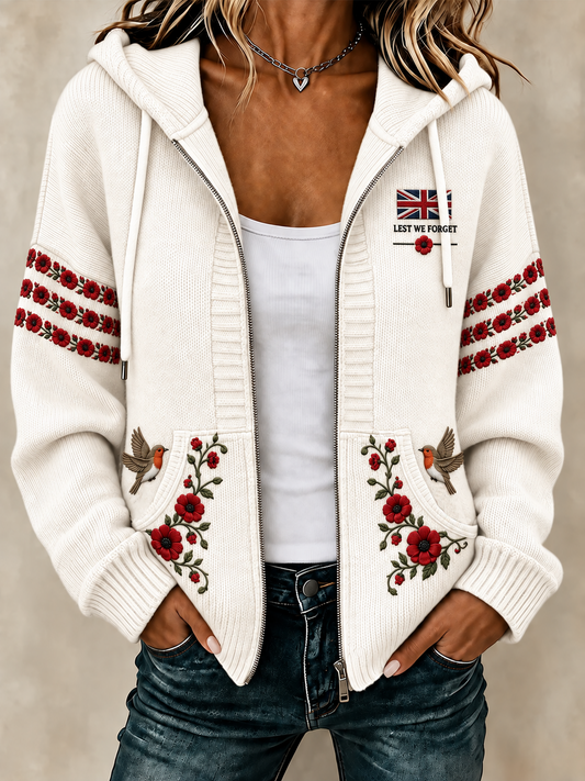 Women's Remembrance Day Woolen Cardigan Coat