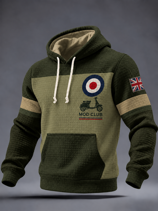 Men's UK Music Lover Mods Culture Printed Checkered Cotton Hoodie