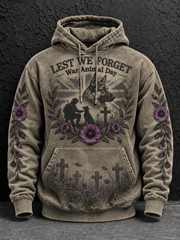 Men's Remembering The Animals Of War Oversized Drop-Shoulder Hoodie With Pockets