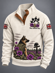 Men's Remembering The Animals Of War Four-button Hoodie