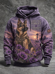 Men's Lest We Foget Some Heroes Have Paws Print Oversized Drop-Shoulder Hoodie With Pockets