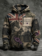 Men's Lest We Foget Print Oversized Drop-Shoulder Hoodie With Pockets