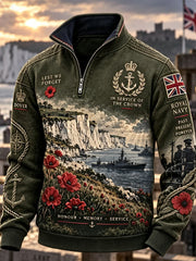 Men's Remembrance Day Lest We Forget Print Zip-Up Hoodie