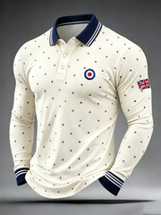 Men's UK Music Lover Mods Culture Printed long sleeve polo