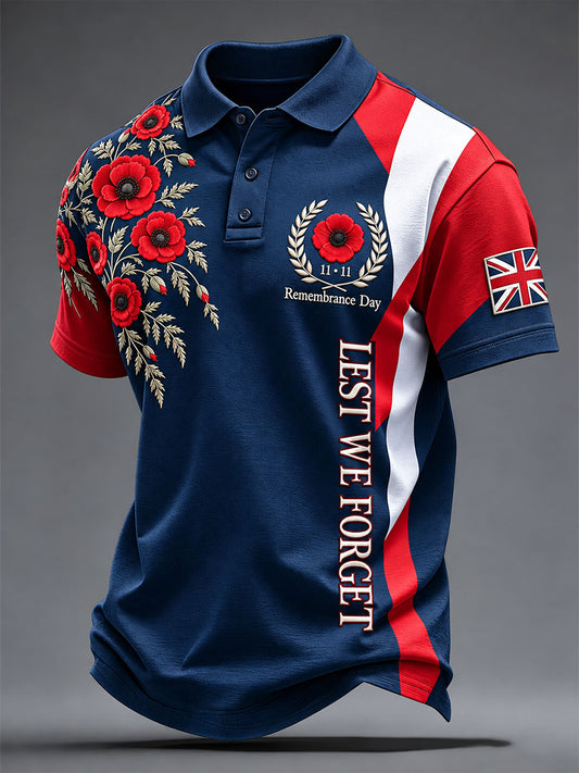 Men'sRemembrance Day Lest We Forget Print Shirt