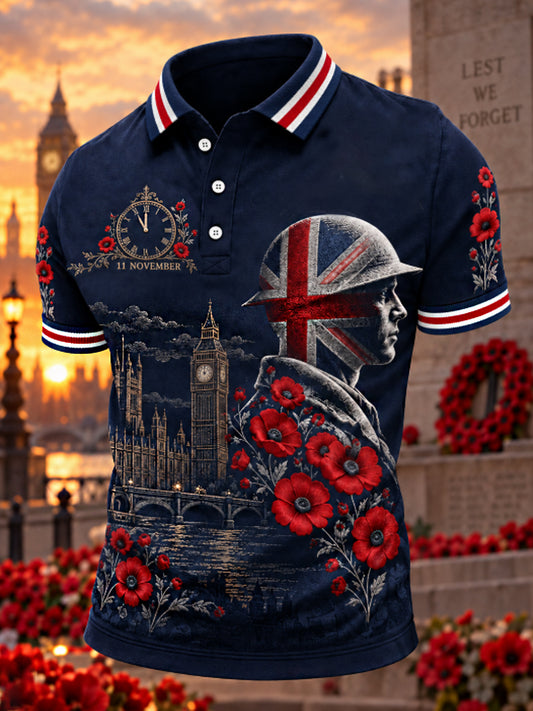 Men's Remembrance Day Lest We Forget  polo shirt