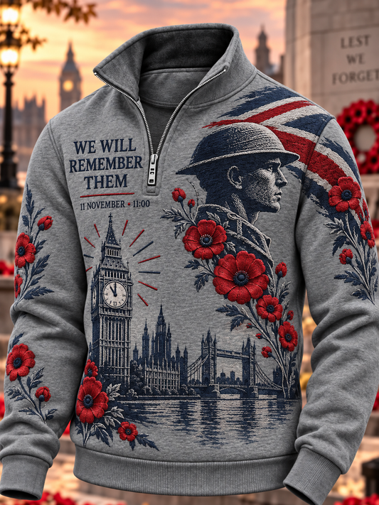 Men's Remembrance Day Lest We Forget  Zip-Up Hoodie