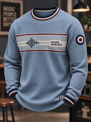 Men's UK Music Lover Mods Art Printed Waffle Sweatshirt