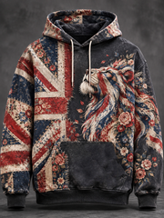 Men's British patchwork-style print Hoodie with Pockets