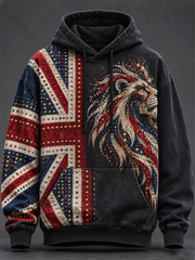 Men's British patchwork-style print Hoodie with Pockets