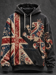 Men's British patchwork-style print Hoodie with Pockets