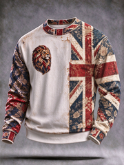 Men's British patchwork-style print Crew Neck Sweatshirt