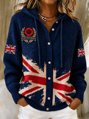 Women's Lest We Forget Print Knitted Coat