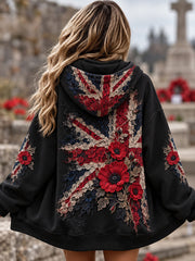 Women's Lest We Forget Print Zip-Up Hoodie