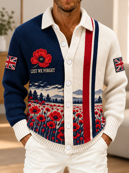 Men's Remembrance Day Vintage British Welsh Patterned Imitation Sweater
