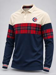 Men's UK Music Lover Mods Art Printed long sleeve polo