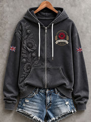 Women's Lest We Forget Print Zip-Up Hoodie