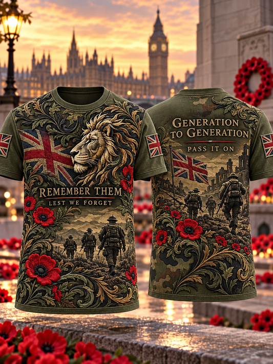 Men's Remembrance Day Lest We Forget  short sleeves t-shirt