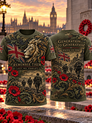 Men's Remembrance Day Lest We Forget  short sleeves t-shirt