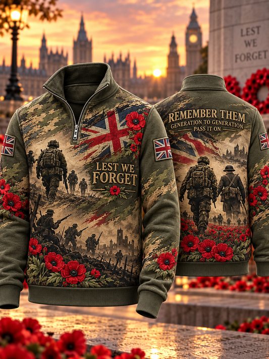 Men's Remembrance Day Lest We Forget  Zip-Up Hoodie