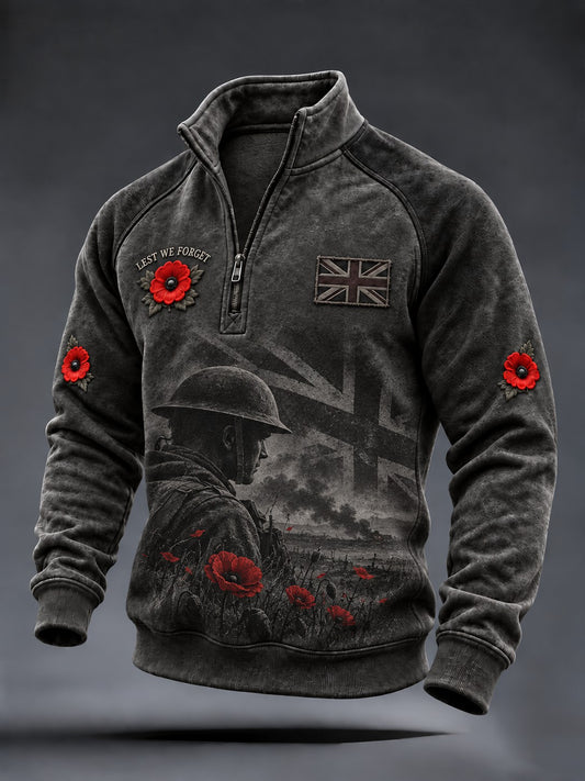 Men's Remembrance Day Lest We Forget Printed Sweatshirt