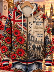 Women's Remembrance Day Lest We Forget  Zip-Up Hoodie