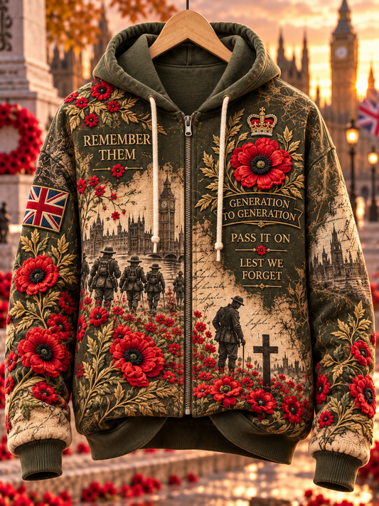 Women's Remembrance Day Lest We Forget  Zip-Up Hoodie