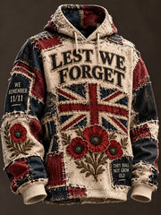 Men's Lest We Forget Print Oversized Drop-Shoulder Hoodie