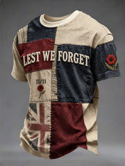 Men's Lest We Forget Print Short Sleeves T-shirt