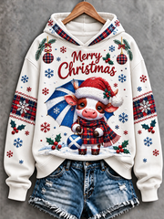 Women's Scottish Christmas Printed Regular Sweatshirt