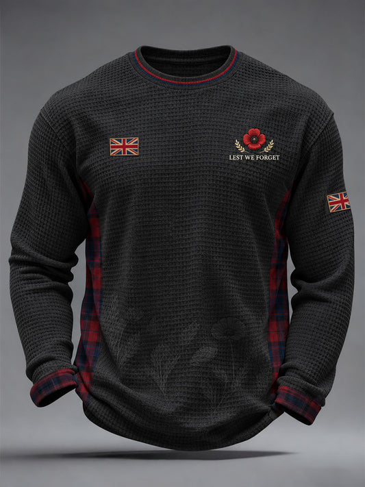 Men's Lest We Forget Print Waffle Sweatshirt