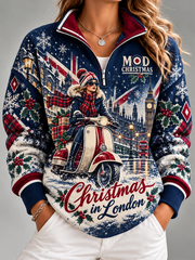 Women's Mods Culture UK Music Lover Christmas Printed Regular Sweatshirt