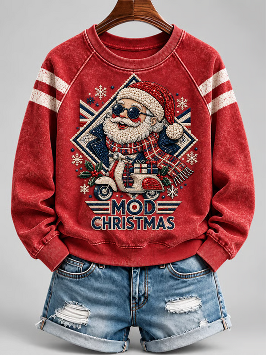 Women's Mods Culture UK Music Lover Christmas Printed raglan sleeve sweatshirt
