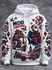Men's Mods Culture UK Music Lover Christmas Printed Hoodie with Pockets