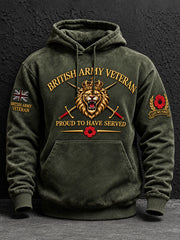 Men's British Army Veteran Print  Hoodie With Pockets