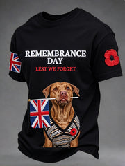 Men's Remembrance Day Lest We Forget Black T-shirt