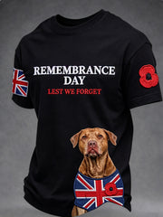 Men's Remembrance Day Lest We Forget Black T-shirt