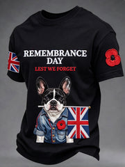 Men's Remembrance Day Lest We Forget Black T-shirt