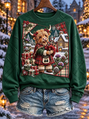 Women's Scottish Christmas Printed Regular Sweatshirt