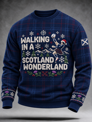Men's Scottish Christmas Printed Crew Neck Sweatshirt