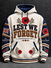Men's Lest We Forget Print Hoodie With Pockets