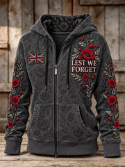 Women's Lest We Forget Print Zip-Up Hoodie