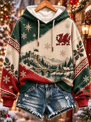 Women's Christmas Welsh Dragon Print Sweatshirt